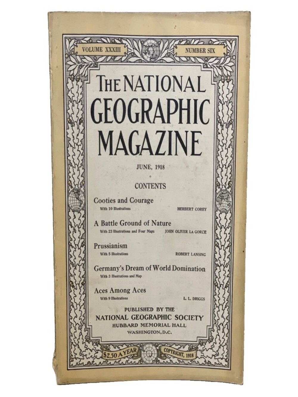 National Geographic June 1918 Vintage Magazine Vol 33 No 6 WWI Aviation Aces Ads
